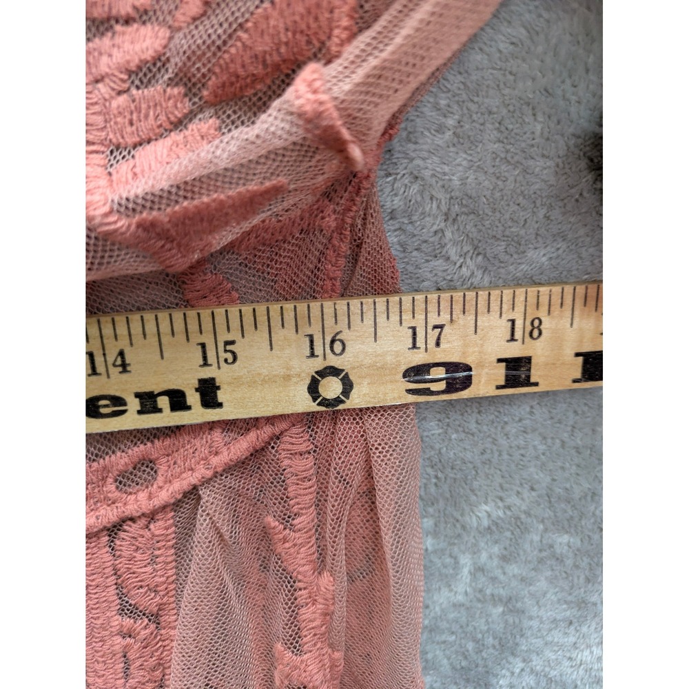 Boho Embroidered Mesh Kimono Cardigan Women One Size Terracotta Rose Festival - Picture 4 of 7